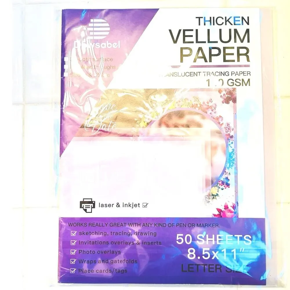 Dowsabel Translucent Vellum Paper 50 Sheets 8.5x11 100 GSM Heavyweight